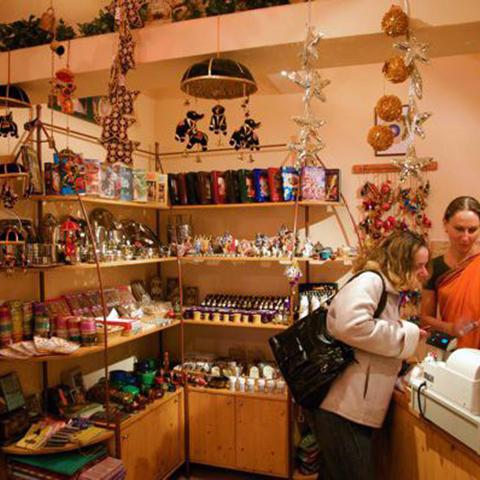 Boutique indienne à Prague, Tchéquie.